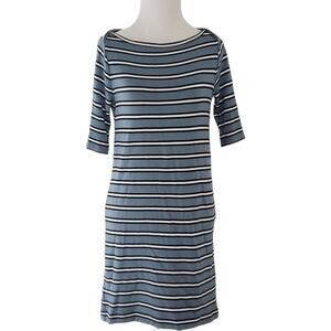 Lou & Grey Castaway Signaturesoft Striped Dress Blue Women XS Extra Small